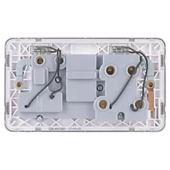 Schneider Electric Lisse Deco 45A 2-Gang DP Cooker Switch & 13A DP Switched Socket Brushed Stainless Steel with LED with White Inserts -Steel Switches Sales 103FF A3