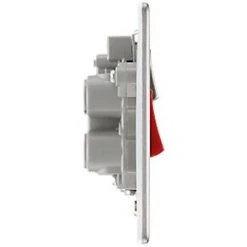 LAP 45A 2-Gang DP Cooker Switch & 13A DP Switched Socket Brushed Stainless Steel with LED with Graphite Inserts -Steel Switches Sales 117KJ A2