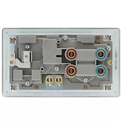 LAP 45A 2-Gang DP Cooker Switch & 13A DP Switched Socket Brushed Stainless Steel with LED with Graphite Inserts -Steel Switches Sales 117KJ A3