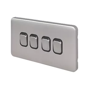Schneider Electric Lisse Deco 10AX 4-Gang 2-Way Light Switch Brushed Stainless Steel with Black Inserts 3 Schneider Electric Lisse Deco 10AX 4-Gang 2-Way Light Switch Brushed Stainless Steel with Black Inserts