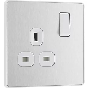 British General Evolve 13A 1-Gang SP Switched Socket Brushed Steel with White Inserts 4 British General Evolve 13A 1-Gang SP Switched Socket Brushed Steel with White Inserts - Image 2