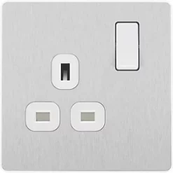 British General Evolve 13A 1-Gang SP Switched Socket Brushed Steel with White Inserts 10 British General Evolve 13A 1-Gang SP Switched Socket Brushed Steel with White Inserts -Steel Switches Sales 126RF A2