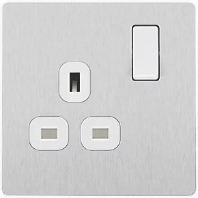 British General Evolve 13A 1-Gang SP Switched Socket Brushed Steel with White Inserts 5 British General Evolve 13A 1-Gang SP Switched Socket Brushed Steel with White Inserts - Image 3