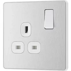 British General Evolve 13A 1-Gang SP Switched Socket Brushed Steel with White Inserts 11 British General Evolve 13A 1-Gang SP Switched Socket Brushed Steel with White Inserts -Steel Switches Sales 126RF A3