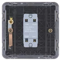 Schneider Electric Lisse Deco 10A 1-Gang 2-Way Retractive Switch Brushed Stainless Steel with Black Inserts -Steel Switches Sales 127FF A3