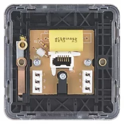 Schneider Electric Lisse Deco Master Telephone Socket Brushed Stainless Steel with Black Inserts -Steel Switches Sales 131FF A3