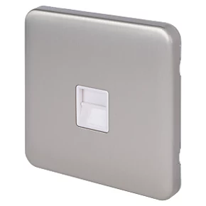 Schneider Electric Lisse Deco Master Telephone Socket Brushed Stainless Steel with White Inserts 3 Schneider Electric Lisse Deco Master Telephone Socket Brushed Stainless Steel with White Inserts