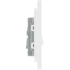British General Evolve 20A 16AX 1-Gang Intermediate Light Switch Brushed Steel with White Inserts -Steel Switches Sales 171PX A5