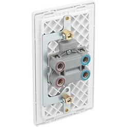 British General Evolve 45A 1-Gang 2-Pole Cooker Switch Brushed Steel with LED with White Inserts -Steel Switches Sales 174PY A4