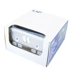 LAP 13A 2-Gang SP Switched Plug Socket Brushed Stainless Steel with White Inserts 5 Pack -Steel Switches Sales 1772C A3