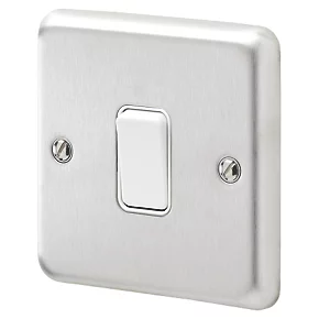 MK Albany Plus 10AX 1-Gang 2-Way Switch Brushed Stainless Steel with White Inserts 3 MK Albany Plus 10AX 1-Gang 2-Way Switch Brushed Stainless Steel with White Inserts