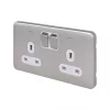 Schneider Electric Lisse Deco 13A 2-Gang DP Switched Plug Socket Brushed Stainless Steel with White Inserts 1 Schneider Electric Lisse Deco 13A 2-Gang DP Switched Plug Socket Brushed Stainless Steel with White Inserts -Steel Switches Sales 199FF P