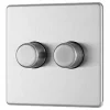 LAP 2-Gang 2-Way LED Dimmer Switch Brushed Stainless Steel -Steel Switches Sales 214KJ P