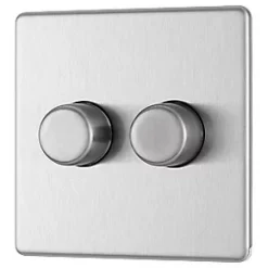 LAP 2-Gang 2-Way LED Dimmer Switch Brushed Stainless Steel