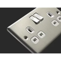 LAP 13A 2-Gang SP Switched Plug Socket Brushed Stainless Steel with White Inserts 7 LAP 13A 2-Gang SP Switched Plug Socket Brushed Stainless Steel with White Inserts -Steel Switches Sales 2162C A2