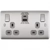 British General Nexus Metal 13A 2-Gang SP Switched Socket + 3A 2-Outlet Type A & C USB Charger Brushed Steel with Graphite Inserts 2 British General Nexus Metal 13A 2-Gang SP Switched Socket + 3A 2-Outlet Type A & C USB Charger Brushed Steel with Graphite Inserts -Steel Switches Sales 252PG P