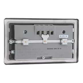 LAP 13A 2-Gang Unswitched Socket + 4.2A 4-Outlet Type A USB Charger Brushed Stainless Steel with Black Inserts 8 LAP 13A 2-Gang Unswitched Socket + 4.2A 4-Outlet Type A USB Charger Brushed Stainless Steel with Black Inserts - Image 6