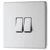 LAP 20A 16AX 2-Gang 2-Way Light Switch Brushed Stainless Steel