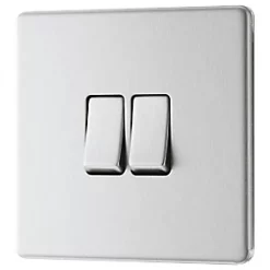 LAP 20A 16AX 2-Gang 2-Way Light Switch Brushed Stainless Steel