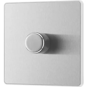 British General Evolve 1-Gang 2-Way LED Trailing Edge Single Push Dimmer Switch with Rotary Control Brushed Steel with White Inserts 6 British General Evolve 1-Gang 2-Way LED Trailing Edge Single Push Dimmer Switch with Rotary Control Brushed Steel with White Inserts - Image 4