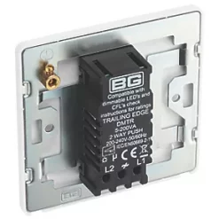 British General Evolve 1-Gang 2-Way LED Trailing Edge Single Push Dimmer Switch with Rotary Control Brushed Steel with White Inserts 12 British General Evolve 1-Gang 2-Way LED Trailing Edge Single Push Dimmer Switch with Rotary Control Brushed Steel with White Inserts -Steel Switches Sales 259PY A4