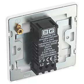 British General Evolve 1-Gang 2-Way LED Trailing Edge Single Push Dimmer Switch with Rotary Control Brushed Steel with White Inserts 7 British General Evolve 1-Gang 2-Way LED Trailing Edge Single Push Dimmer Switch with Rotary Control Brushed Steel with White Inserts - Image 5