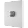 British General Evolve 1-Gang 2-Way LED Trailing Edge Single Push Dimmer Switch with Rotary Control Brushed Steel with White Inserts 2 British General Evolve 1-Gang 2-Way LED Trailing Edge Single Push Dimmer Switch with Rotary Control Brushed Steel with White Inserts -Steel Switches Sales 259PY P