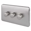 Schneider Electric Lisse Deco 3-Gang 2-Way Dimmer Brushed Stainless Steel -Steel Switches Sales 267CC P