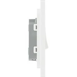 British General Evolve 20 A 16AX 1-Gang 2-Way Light Switch Brushed Steel with White Inserts -Steel Switches Sales 268PY A5