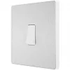 British General Evolve 20 A 16AX 1-Gang 2-Way Light Switch Brushed Steel with White Inserts