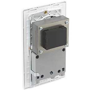 British General Evolve 2-Gang Dual Voltage Shaver Socket 115/240V Brushed Steel with White Inserts 7 British General Evolve 2-Gang Dual Voltage Shaver Socket 115/240V Brushed Steel with White Inserts - Image 5