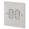 MK Edge 20AX 2-Gang 2-Way Switch Brushed Stainless Steel with White Inserts 2 MK Edge 20AX 2-Gang 2-Way Switch Brushed Stainless Steel with White Inserts -Steel Switches Sales 289FF P
