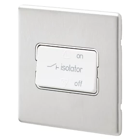 MK Aspect 10A 1-Gang 3-Pole Fan Isolator Switch Brushed Stainless Steel with White Inserts 3 MK Aspect 10A 1-Gang 3-Pole Fan Isolator Switch Brushed Stainless Steel with White Inserts