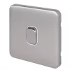Schneider Electric Lisse Deco 10AX 1-Gang 2-Way Light Switch Brushed Stainless Steel with White Inserts -Steel Switches Sales 322FF P