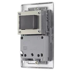 British General Nexus Metal 2-Gang Dual Voltage Shaver Socket 115 / 240V Brushed Stainless Steel with Graphite Inserts -Steel Switches Sales 33202 A2