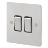 MK Edge 20AX 2-Gang 2-Way Light Switch Brushed Stainless Steel with Black Inserts 2 MK Edge 20AX 2-Gang 2-Way Light Switch Brushed Stainless Steel with Black Inserts -Steel Switches Sales 332FF P