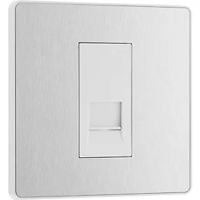 British General Evolve Slave Telephone Socket Brushed Steel with White Inserts 4 British General Evolve Slave Telephone Socket Brushed Steel with White Inserts - Image 2