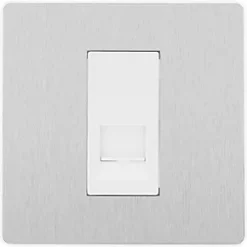 British General Evolve Slave Telephone Socket Brushed Steel with White Inserts 10 British General Evolve Slave Telephone Socket Brushed Steel with White Inserts -Steel Switches Sales 339RF A2