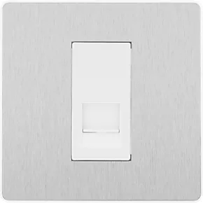 British General Evolve Slave Telephone Socket Brushed Steel with White Inserts 5 British General Evolve Slave Telephone Socket Brushed Steel with White Inserts - Image 3