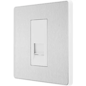 British General Evolve Slave Telephone Socket Brushed Steel with White Inserts 3 British General Evolve Slave Telephone Socket Brushed Steel with White Inserts