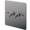 LAP 10AX 2-Gang 2-Way Toggle Switch Brushed Stainless Steel 1 LAP 10AX 2-Gang 2-Way Toggle Switch Brushed Stainless Steel -Steel Switches Sales 34179 P