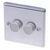 LAP 2-Gang 2-Way LED Dimmer Switch Brushed Stainless Steel -Steel Switches Sales 35421 P