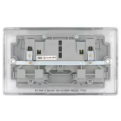 British General Nexus Metal 13A 2-Gang SP Switched Plug Socket Brushed Steel with Graphite Inserts -Steel Switches Sales 36590 A2