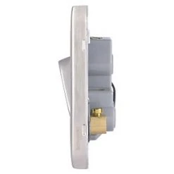 Schneider Electric Lisse Deco 50A 1-Gang DP Cooker Switch Brushed Stainless Steel with LED with White Inserts -Steel Switches Sales 375FF A2