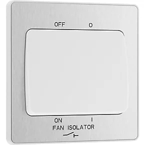 British General Evolve 10A 1-Gang 3-Pole Fan Isolator Switch Brushed Steel with White Inserts 4 British General Evolve 10A 1-Gang 3-Pole Fan Isolator Switch Brushed Steel with White Inserts - Image 2