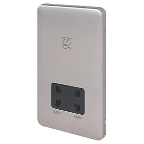 Schneider Electric Lisse Deco 2-Gang Dual Voltage Shaver Socket 115 / 230V Brushed Stainless Steel with Black Inserts 3 Schneider Electric Lisse Deco 2-Gang Dual Voltage Shaver Socket 115 / 230V Brushed Stainless Steel with Black Inserts