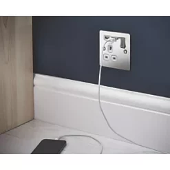 LAP 13A 1-Gang SP Switched Socket + 2.1A 2-Outlet Type A USB Charger Brushed Stainless Steel with White Inserts 9 LAP 13A 1-Gang SP Switched Socket + 2.1A 2-Outlet Type A USB Charger Brushed Stainless Steel with White Inserts -Steel Switches Sales 4101F A3