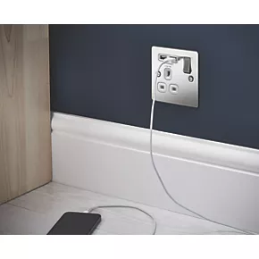 LAP 13A 1-Gang SP Switched Socket + 2.1A 2-Outlet Type A USB Charger Brushed Stainless Steel with White Inserts 6 LAP 13A 1-Gang SP Switched Socket + 2.1A 2-Outlet Type A USB Charger Brushed Stainless Steel with White Inserts - Image 4
