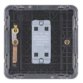 Schneider Electric Lisse Deco 10AX 1-Gang Intermediate Switch Brushed Stainless Steel with Black Inserts 6 Schneider Electric Lisse Deco 10AX 1-Gang Intermediate Switch Brushed Stainless Steel with Black Inserts - Image 4