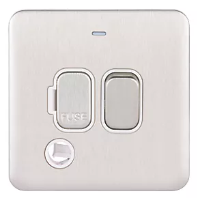 Schneider Electric Lisse Deco 13A Switched Fused Spur Brushed Stainless Steel with White Inserts 4 Schneider Electric Lisse Deco 13A Switched Fused Spur Brushed Stainless Steel with White Inserts - Image 2